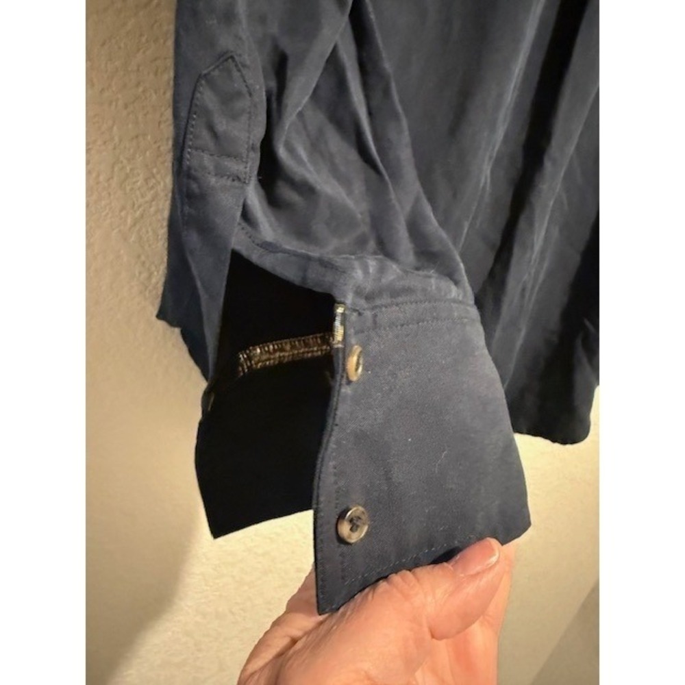 Free People Women's Off Campus Tencel Utility Shirt Gold Trim Button Down Blouse - Picture 9 of 10